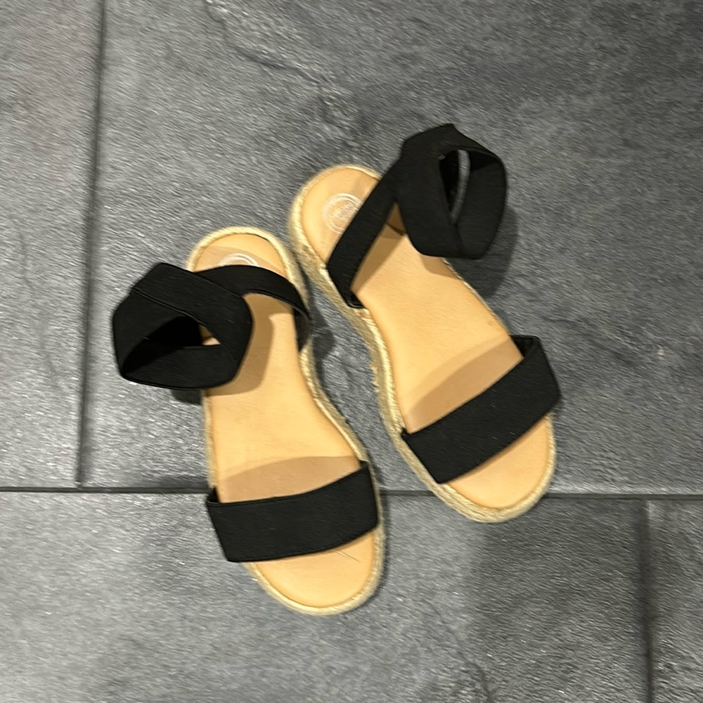 Girls basket weave wedges